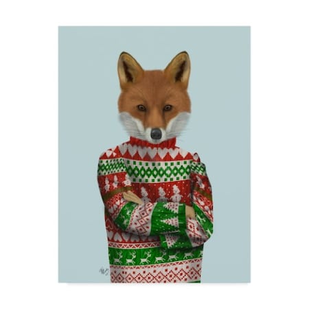 Fab Funky 'Fox In Christmas Sweater' Canvas Art,14x19